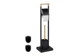 relaxdays | WC Garnitur | Schwarz/Braun