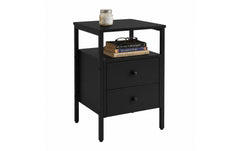relaxdays | Nachttisch 2 Schubladen | H x B x T: ca. 61 x 40 x 40 cm, Schwarz