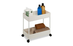 relaxdays | Rollwagen mit 2 Ebenen | Weiss/Creme