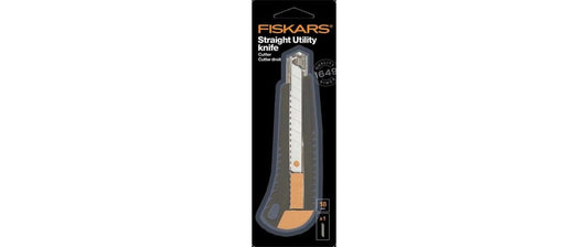 Fiskars | Cutter Metall 18mm | Klingenführung aus Metall, gummierter Griff