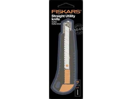 Fiskars | Cutter Metall 18mm | Klingenführung aus Metall, gummierter Griff