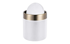 relaxdays | Tischabfalleimer Mini | 1.5 Liter, Weiss/Gold