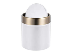 relaxdays | Tischabfalleimer Mini | 1.5 Liter, Weiss/Gold