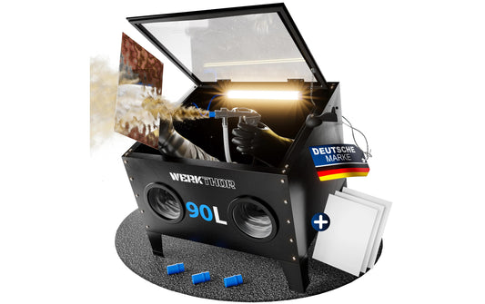 Werkthor | Sandstrahlkabine 90 Liter | Sandstrahlgerät für Holz & Metall