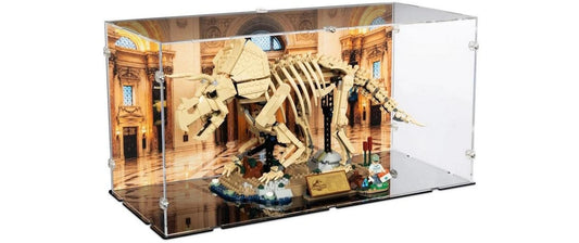 iDisplayit | Acryl-Display LEGO 77985 Triceratops | Mit Hintergrundbild & schwarzem Boden