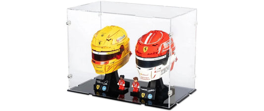 iDisplayit | Acryl-Display 2 x LEGO F1 Helme | Mit schwarzem Boden