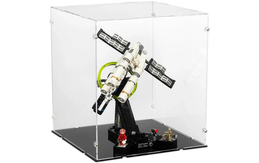 iDisplayit | Acryl-Display LEGO 11389 Der Astronaut | Mit Kurbelöffnung und schwarzem Boden