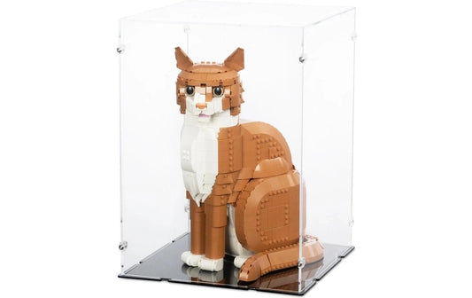 iDisplayit | Acryl-Display LEGO 21376 Orangefarbene | Katze - Mit schwarzem Boden