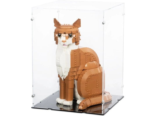 iDisplayit | Acryl-Display LEGO 21376 Orangefarbene | Katze - Mit schwarzem Boden