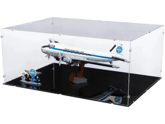 iDisplayit | Acryl-Display LEGO 11378 Douglas DC-3 PAN | Mit schwarzem Boden