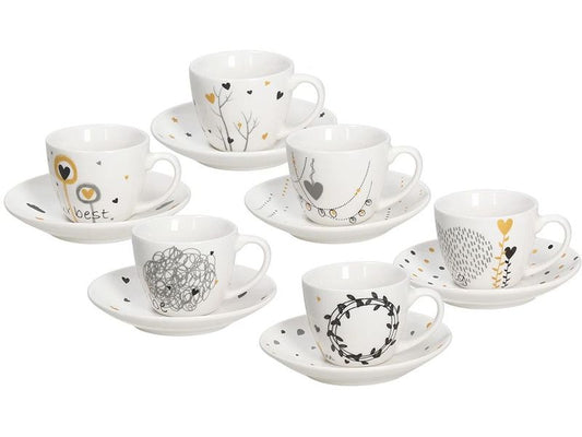 Tognana | Espressotassen-Set Goldy | 6 Stück, 80 ml, Weiss