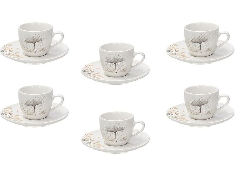 Tognana | Espressotassen-Set Poesia | 6 Stück, 80 ml, Weiss