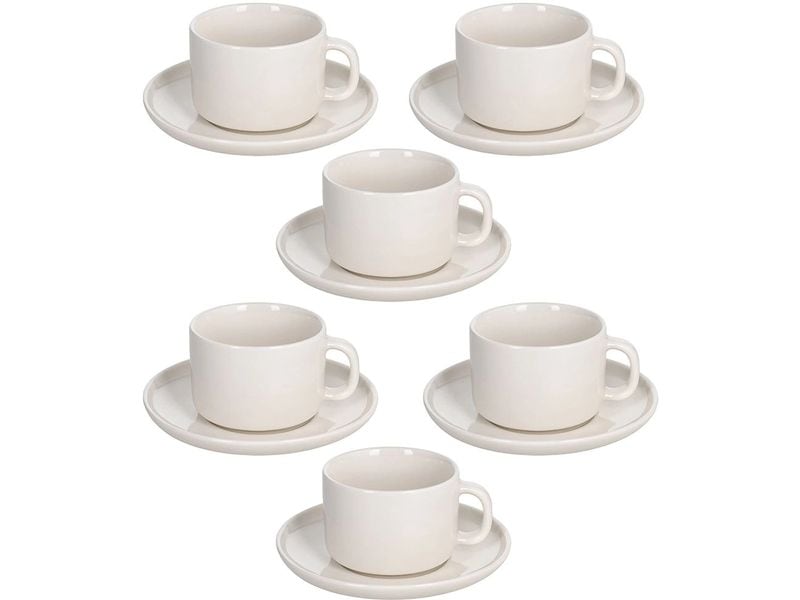 Tognana | Kaffeetassen-Set Edge | 6 Stück, 220 ml, Weiss