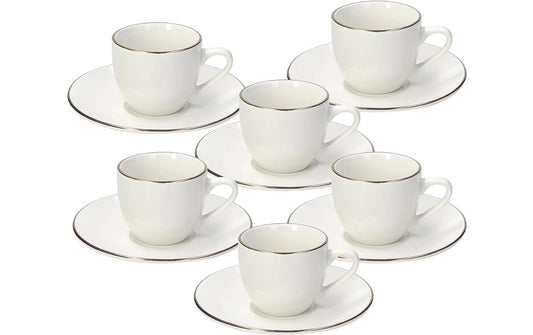 Tognana | Espressotassen-Set Fascetta Oro | 6 Stück, 90 ml, Weiss