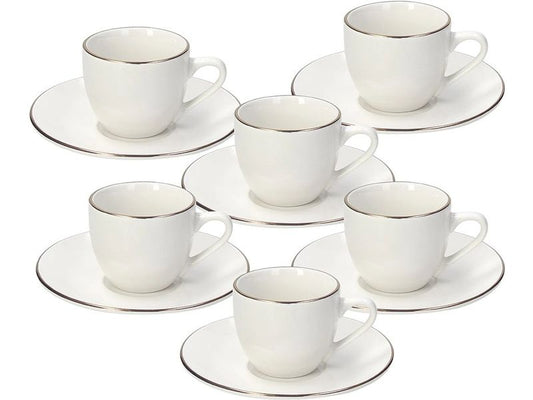 Tognana | Espressotassen-Set Fascetta Oro | 6 Stück, 90 ml, Weiss