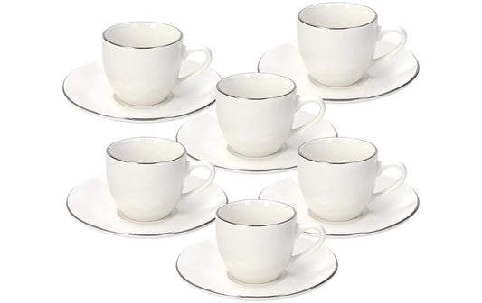 Tognana | Espressotassen-Set Fascetta Platino | 6 Stück, 90 ml, Weiss