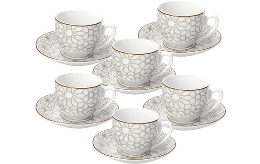 Tognana | Espressotassen-Set Habana | 6 Stück, 120 ml, Weiss/Braun