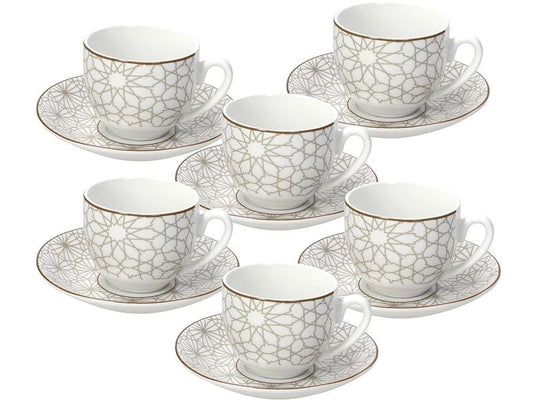 Tognana | Espressotassen-Set Habana | 6 Stück, 120 ml, Weiss/Braun
