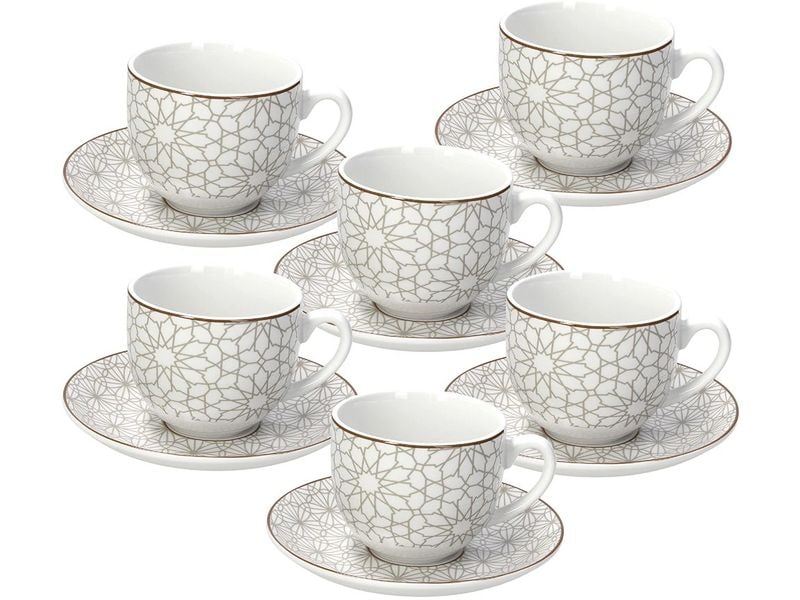 Tognana | Kaffeetassen-Set Habana | 6 Stück, 250 ml, Weiss/Braun