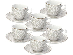 Tognana | Kaffeetassen-Set Habana | 6 Stück, 250 ml, Weiss/Braun