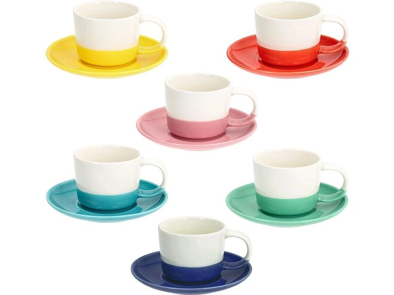 Tognana | Kaffeetassen-Set Rainbow | 6 Stück, 210 ml, farbig
