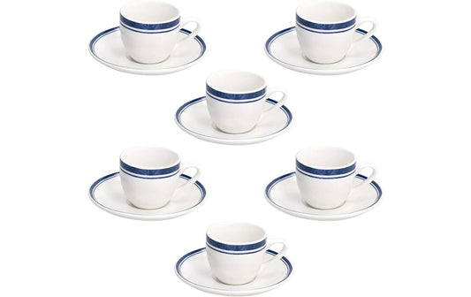 Tognana | Espressotassen-Set Filo | 6 Stück, 80 ml, Weiss/Blau