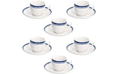 Tognana | Espressotassen-Set Filo | 6 Stück, 80 ml, Weiss/Blau
