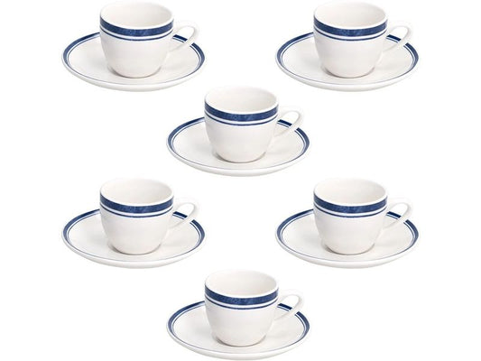 Tognana | Espressotassen-Set Filo | 6 Stück, 80 ml, Weiss/Blau