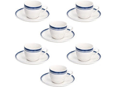 Tognana | Espressotassen-Set Filo | 6 Stück, 80 ml, Weiss/Blau