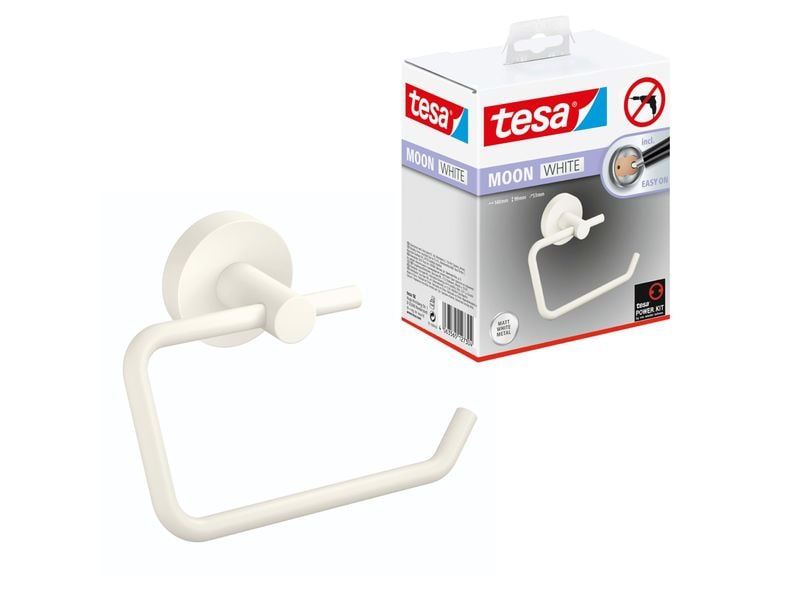 tesa | WC-Rollenhalter MOON WHITE Serie | ohne Bohren, weiss