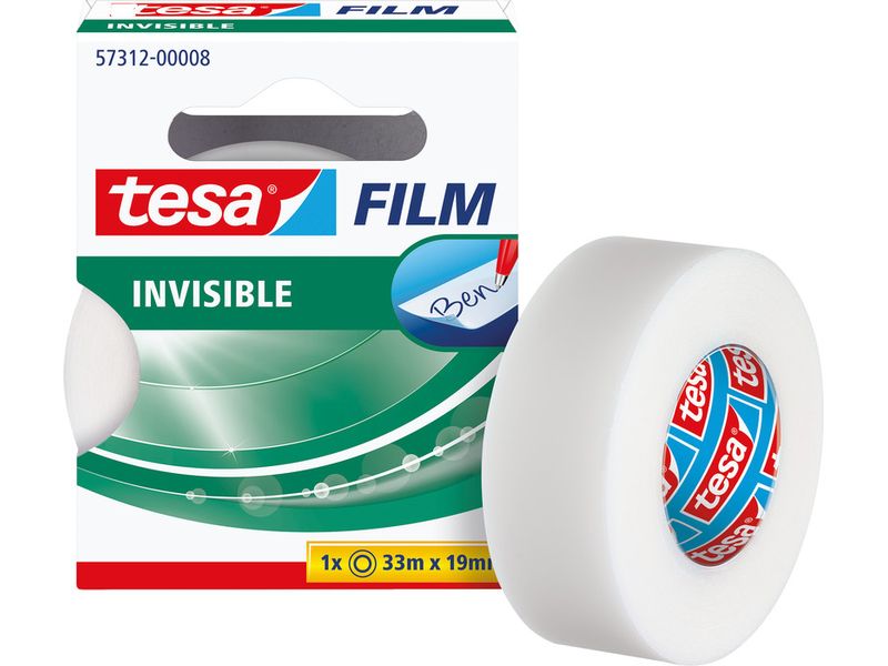 tesa | Klebeband tesafilm invisible matt | 33m x 19mm, Weiss Matt
