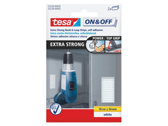 tesa | Klettband On&Off Extra Strong | 0.05m x 100mm, Weiss
