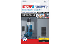 tesa | Klettband On&Off Extra Strong | 0.05m x 100mm, Schwarz