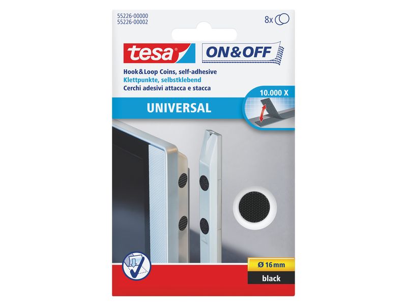tesa | Klettband On&Off Scheiben | Transparent