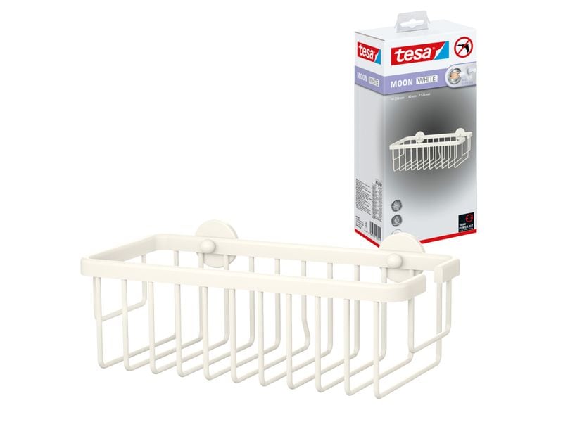 tesa | Duschablage MOON WHITE Serie | ohne Bohren, weiss