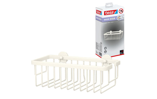 tesa | Duschablage MOON WHITE Serie | ohne Bohren, weiss