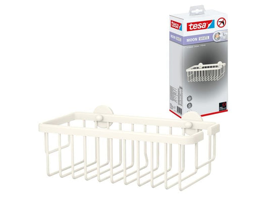 tesa | Duschablage MOON WHITE Serie | ohne Bohren, weiss