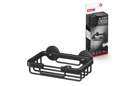 tesa | Seifenschale ALUXX Black Serie | ohne Bohren, Schwarz