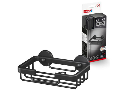 tesa | Seifenschale ALUXX Black Serie | ohne Bohren, Schwarz