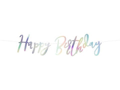 Partydeco | Girlande Happy Birthday | schillernd, 16.5 x 62 cm