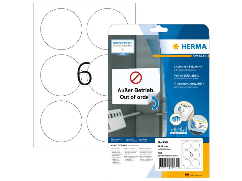 HERMA | Etiketten | ablösbar rund weiss