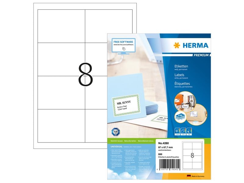 HERMA | Etiketten | A4, 97 x 67.7 mm, weiss, permanent haftend