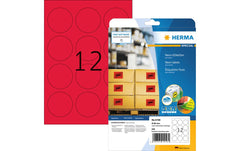 HERMA | Neonetiketten | A4, Ø 60 mm, rund, leuchtrot, permanent