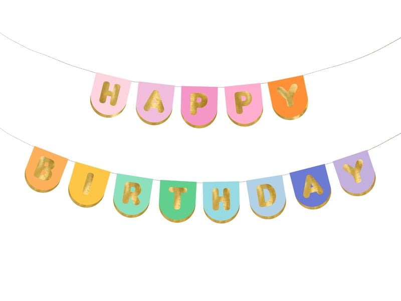 Partydeco | Girlande Happy Birthday | farbig, 163 x 12 cm