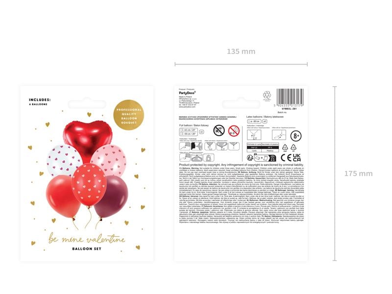 Partydeco | Ballon Set Be mine valentine | rosa/rot, 30 cm, 6 Stk