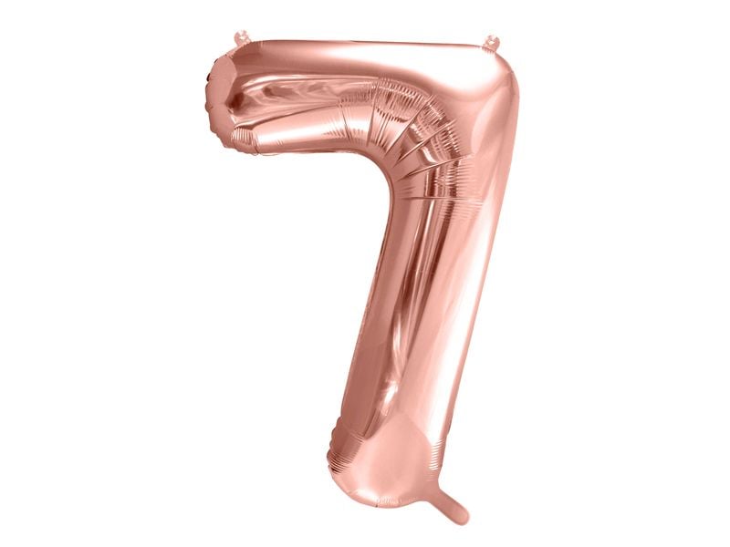 Partydeco | Folienballon Zahl 7 gross | 86 cm, rosegold, 1 Stk