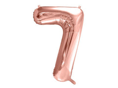 Partydeco | Folienballon Zahl 7 gross | 86 cm, rosegold, 1 Stk
