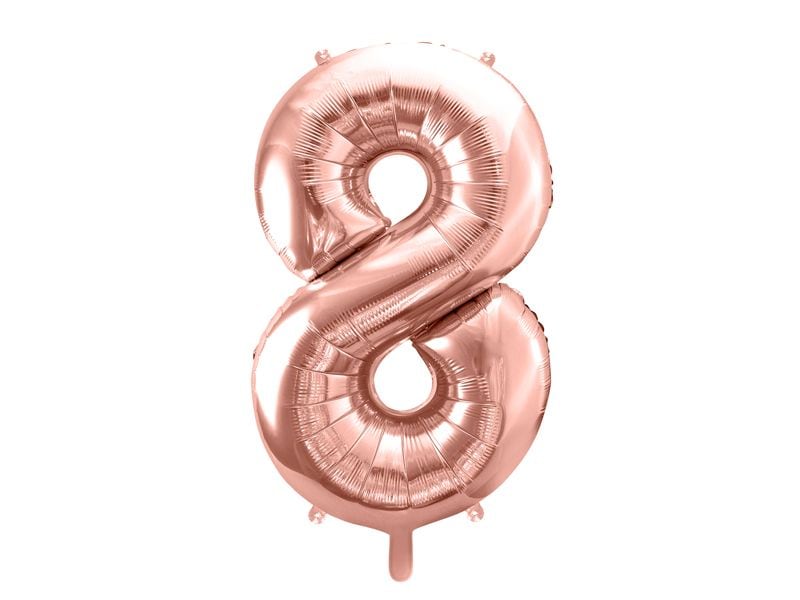 Partydeco | Folienballon Zahl 8 gross | 86 cm, rosegold, 1 Stk