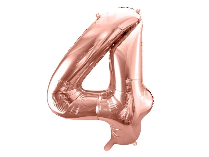 Partydeco | Folienballon Zahl 4 gross | 86 cm, rosegold, 1 Stk