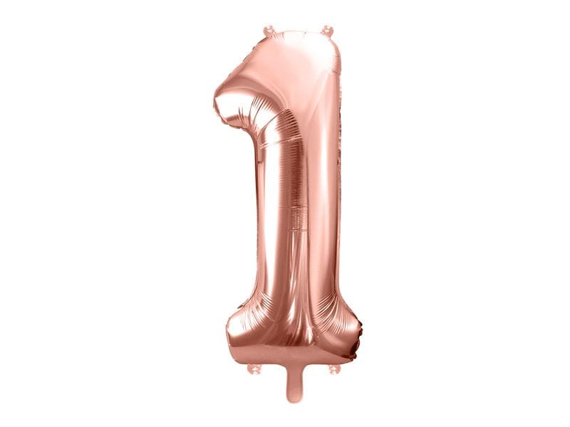 Partydeco | Folienballon Zahl 1 gross | 86 cm, rosegold, 1 Stk